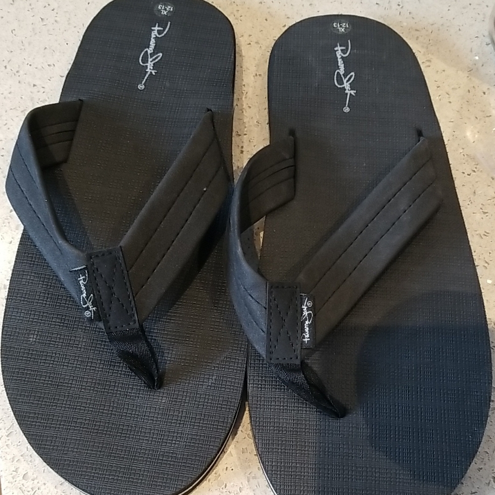 Panama Jack Black Sandals with Textured Sole and Fabric Straps szXL 12-13